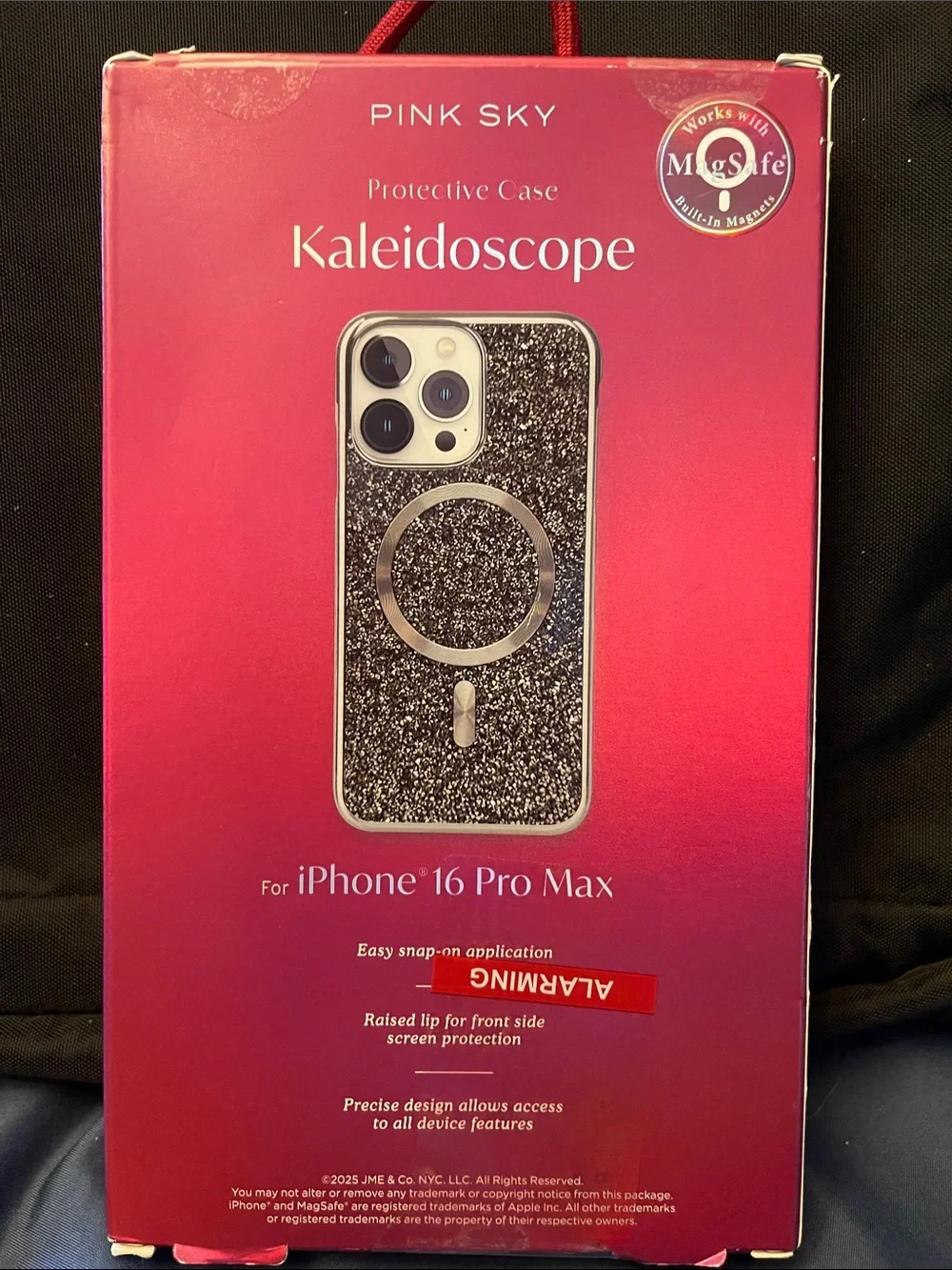 Pink Sky Kaleidoscope - iPhone 16 Pro Max Case - Black Glitter